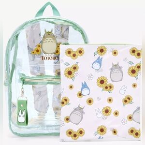 Totoro Kids Backpack and Pouch Set - Green and White